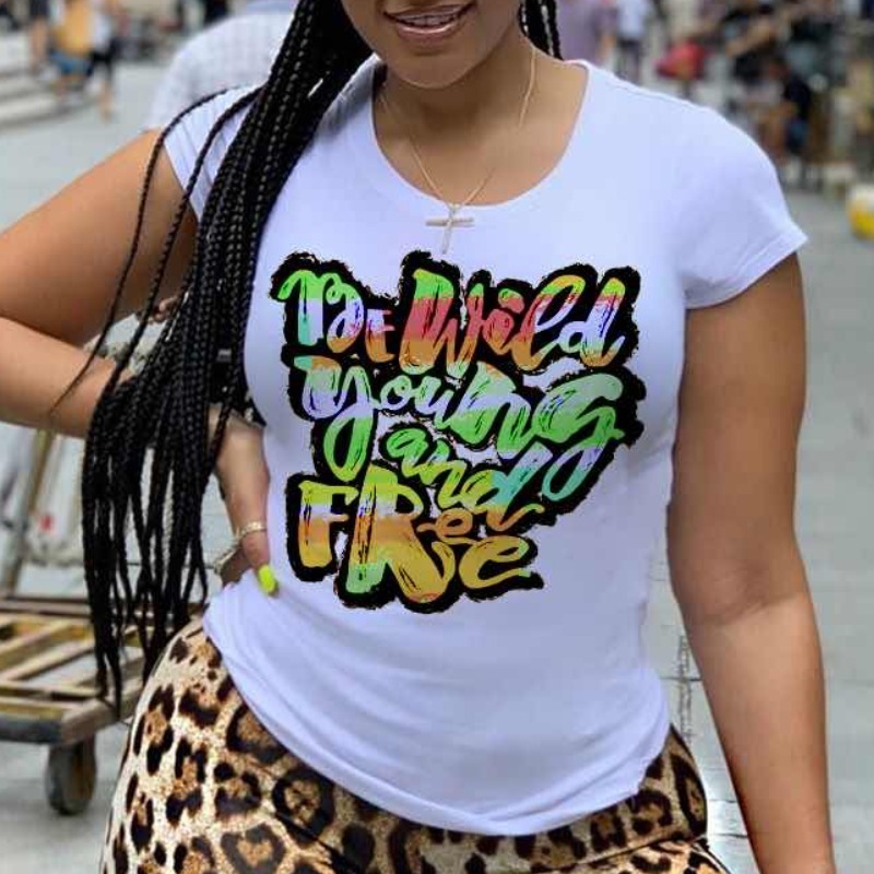 

lovely Leisure O Neck Letter Print White T-shirt