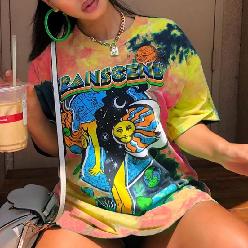 

lovely Casual O Neck Cartoon Print Yellow Mini Dress