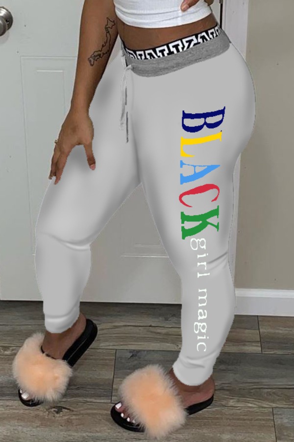 

Lovely Leisure Letter Grey Pants