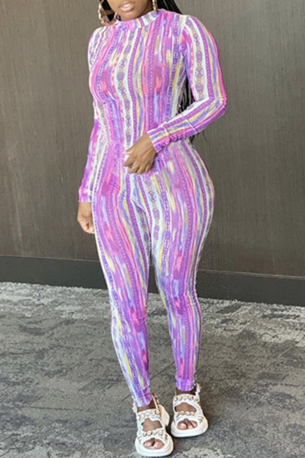 

lovely Trendy Print Pink One-piece Jumpsuit