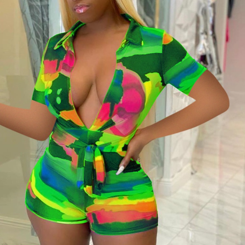 

Lovely Stylish Tie-dye Green One-piece Romper