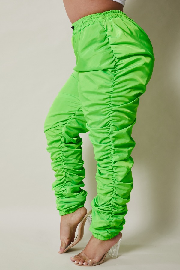 

lovely Stylish Fold Design Green Plus Size Pants