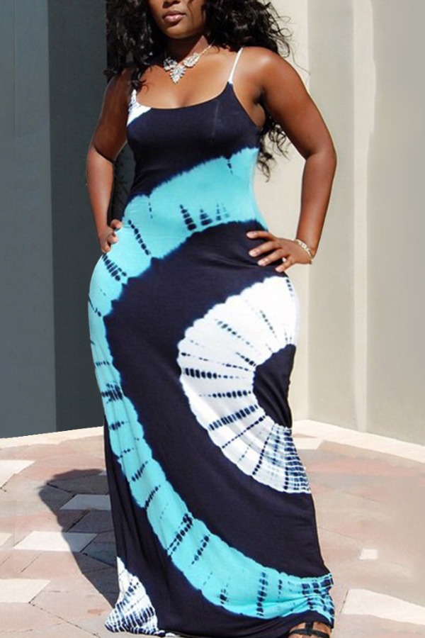 

Lovely Casual Print White Maxi Plus Size Dress