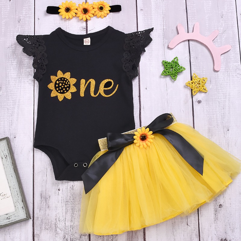

lovely Leisure O Neck Letter Print Black Girl Two-piece Skirt Set