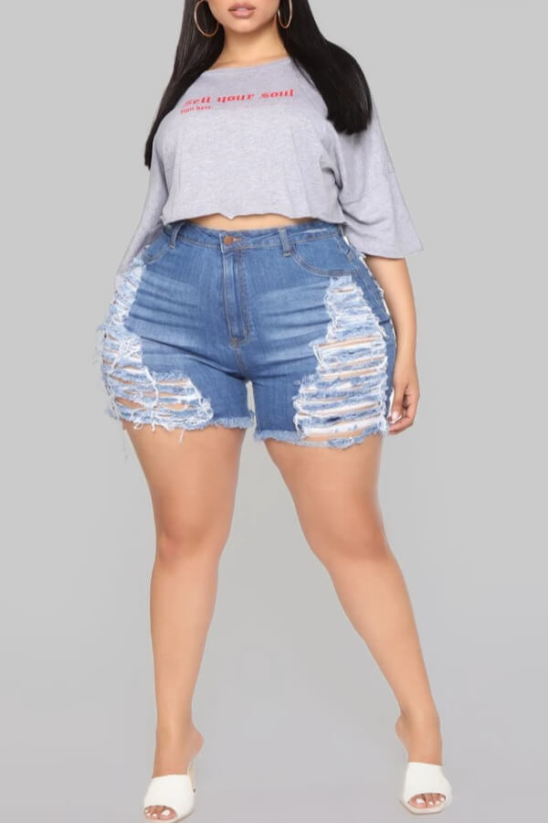 cheap plus size denim shorts