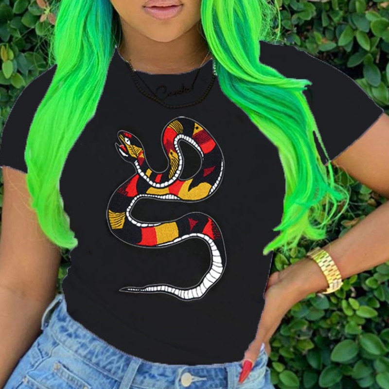

lovely Street O Neck Print Black T-shirt