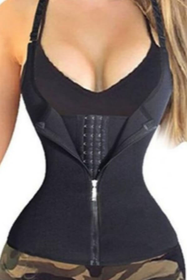 LW Sportswear Zipper Design Black Waist Trainer
