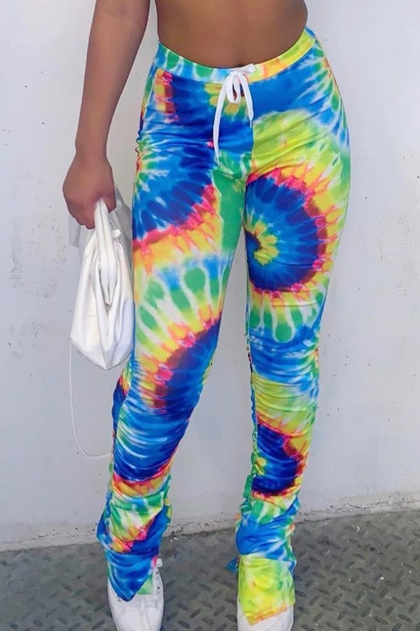 

lovely Casual Tie-dye Blue Pants