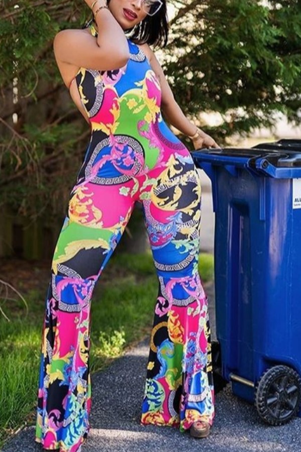 

lovely Leisure Print Multicolor One-piece Jumpsuit, Multi