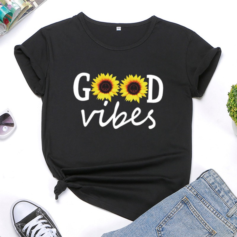 

lovely Casual O Neck Print Black Plus Size T-shirt