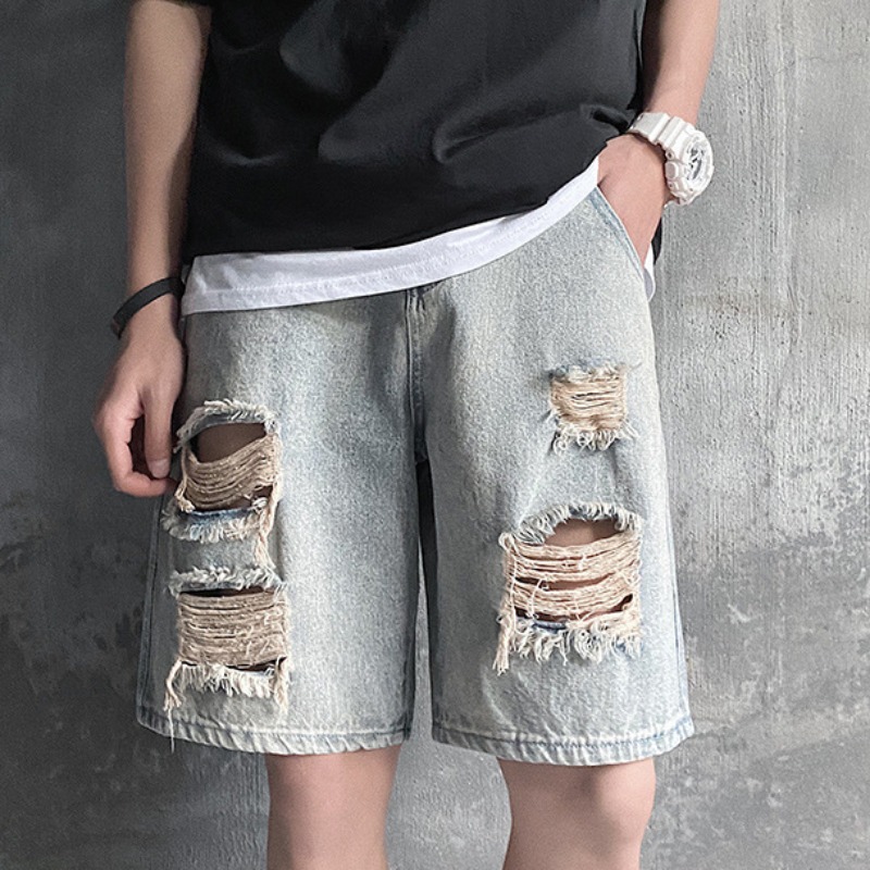 

lovely Street Broken Holes Khaki Shorts