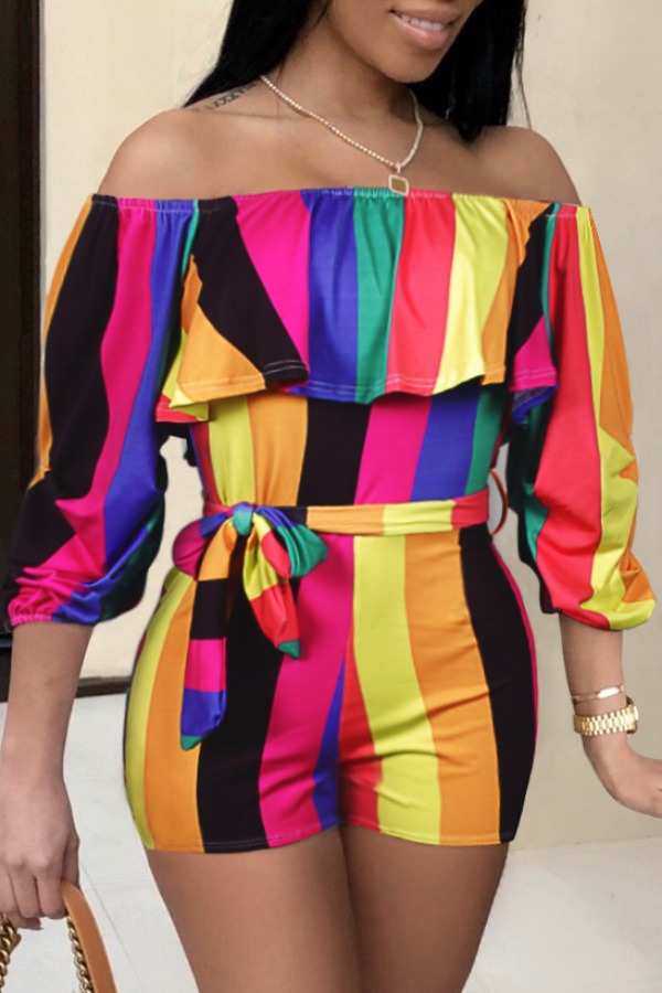 

lovely Stylish Striped Multicolor One-piece Romper, Multicolor mstn