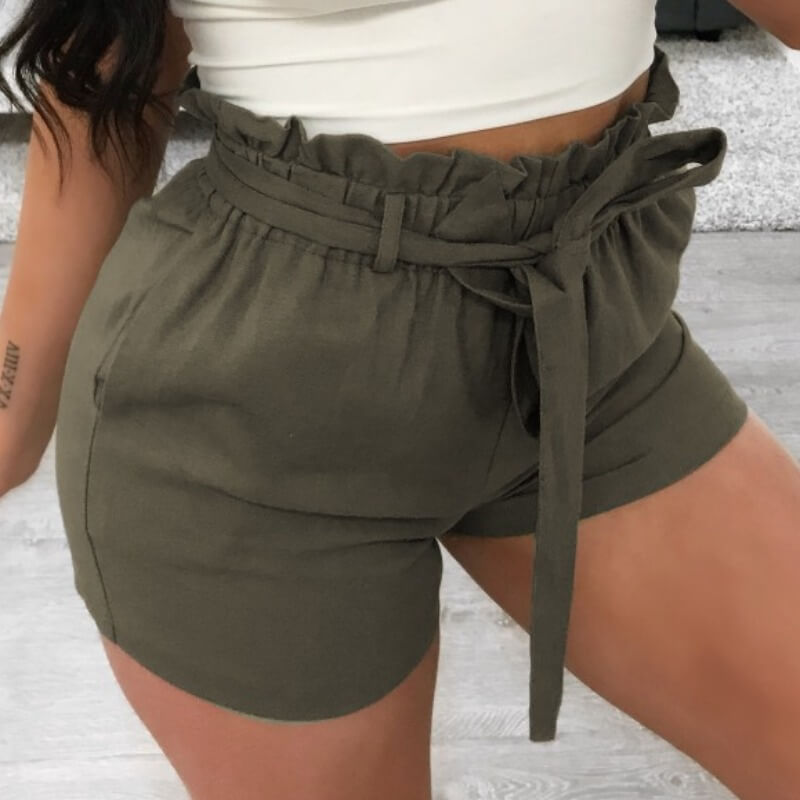 

Lovely Casual Lace-up Army Green Shorts