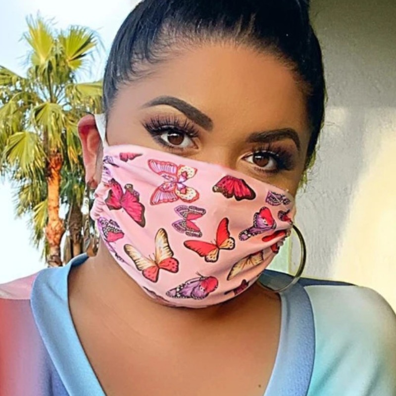 

Lovely Stylish Butterfly Print Pink Face Mask