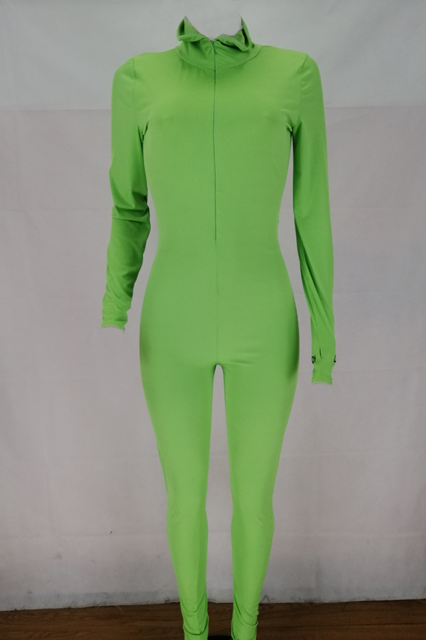 

Lovely Stylish Zipper Design Green Plus Size One-piece Jumpsuit