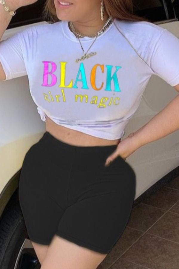 

lovely Sportswear Letter Print Black Two-piece Shorts Set