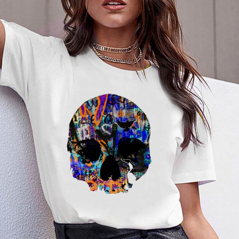 

lovely Leisure O Neck Print White Plus Size T-shirt