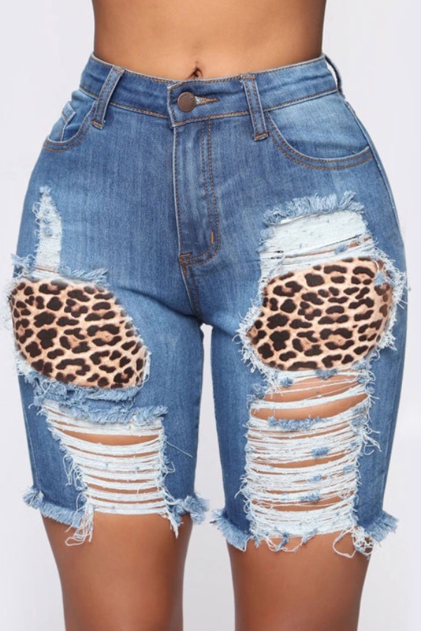 

lovely Stylish Broken Holes Blue Denim Shorts