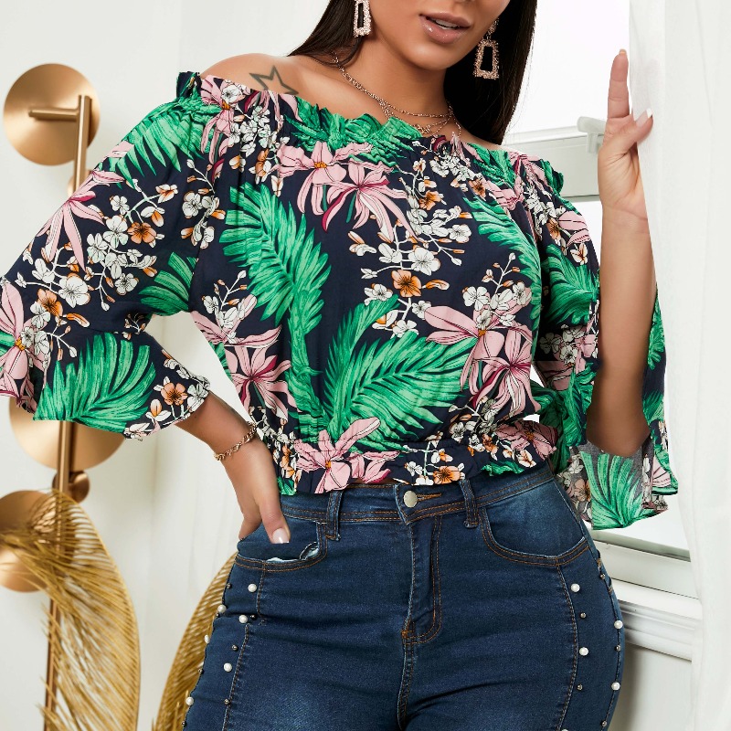 

lovely Trendy Plants Print Multicolor Blouse, Multi