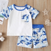 Lovely Casual Camo Print Boy Two-piece Shorts Set