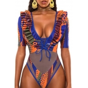 Lovely Print Multicolor Two-piece Swimsuit