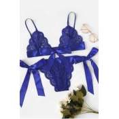Lovely Sexy Lace-up Blue Bra Sets
