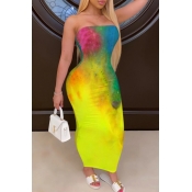 Lovely Leisure Tie-dye Yellow Ankle Length Dress