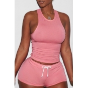 Lovely Leisure Lace-up Pink Loungewear
