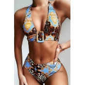 Lovely Print Blue Two-piece Swimsuit