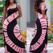 Lovely Casual Print Pink Maxi Plus Size Dress