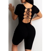 lovely Sexy Bandage Design Black One-piece Romper