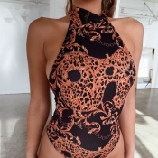 lovely Print Black One-piece Swimsuit