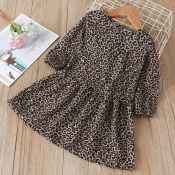 lovely Stylish Leopard Print Girl Knee Length Dres