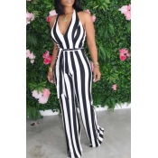 lovely Trendy Striped Black One-piece Jumpsuit