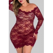 lovely Sexy See-through Red Plus Size Teddies