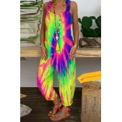 lovely Stylish Tie-dye Light Green One-piece Jumps
