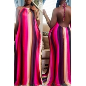 Lovely Stylish Striped Multicolor Maxi Plus Size D