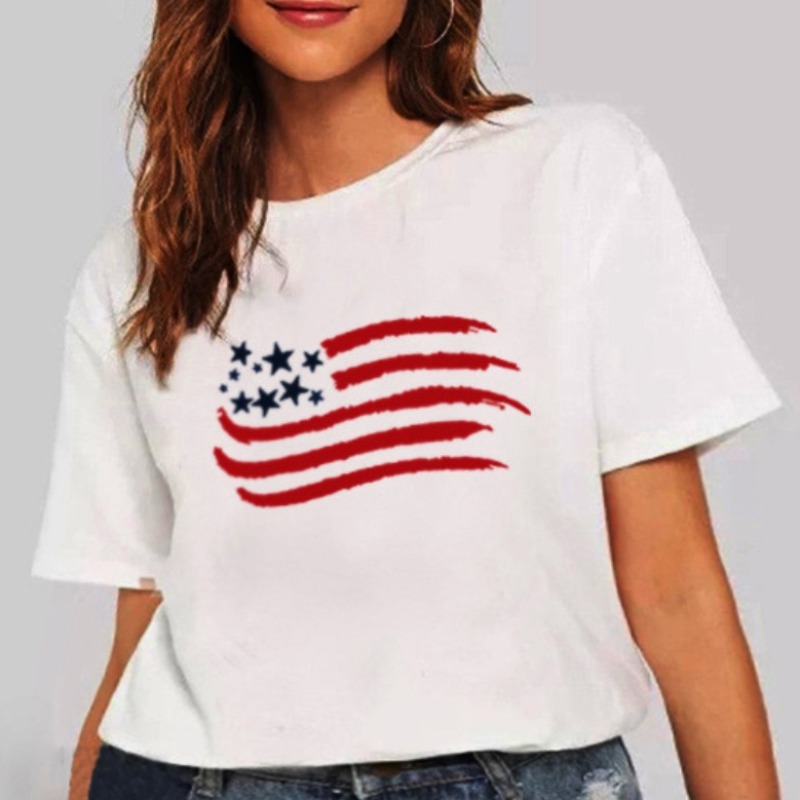 

lovely Casual O Neck Print White Plus Size T-shirt