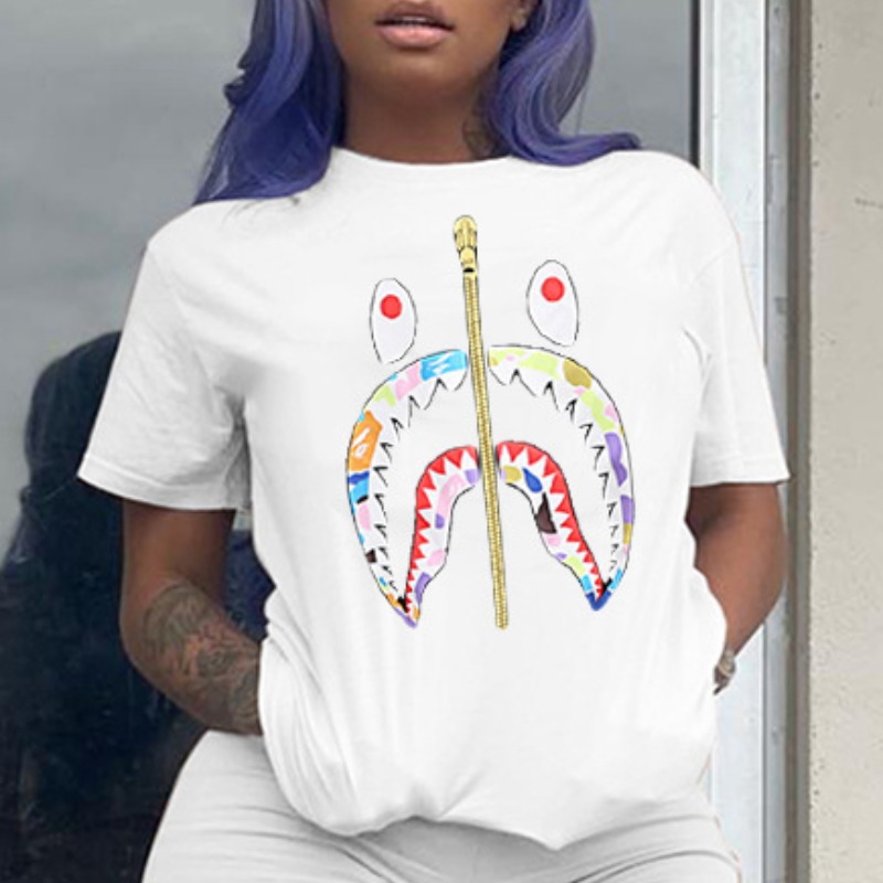 

lovely Casual O Neck Print White T-shirt