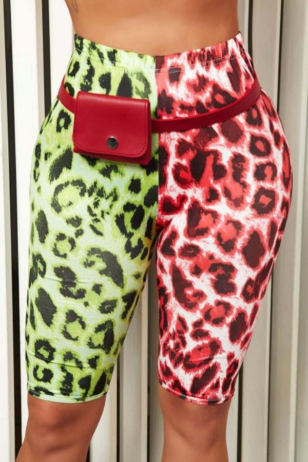 

lovely Leisure Leopard Print Green Leggings