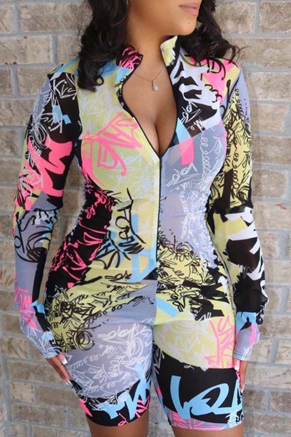 

lovely Stylish Print Pink One-piece Romper