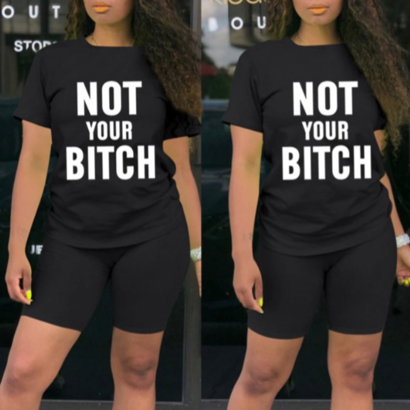 

lovely Leisure Letter Print Black Two-piece Shorts Set