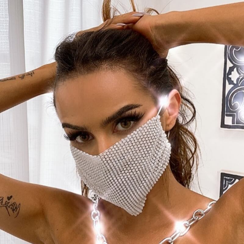 

Lovely Stylish Rhinestone White Face Mask