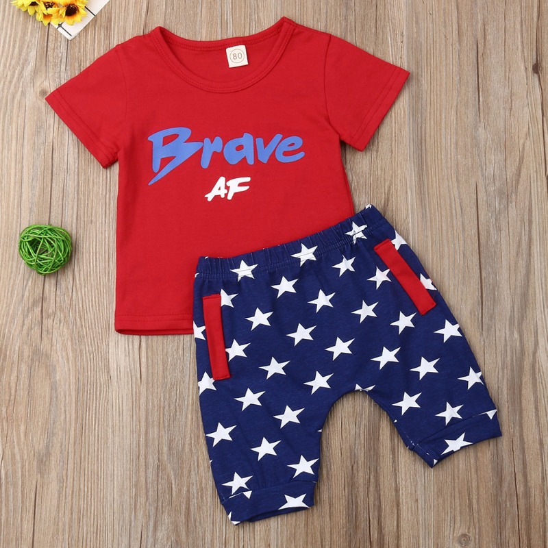 

lovely Casual Letter Print Red Boys Two-piece Shorts Set