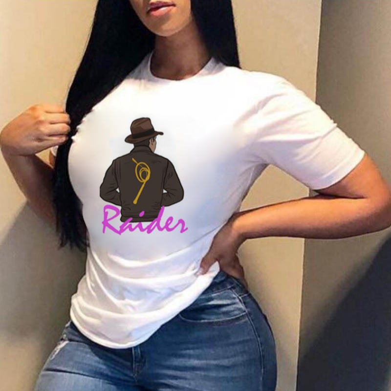 

lovely Leisure O Neck Print White T-shirt