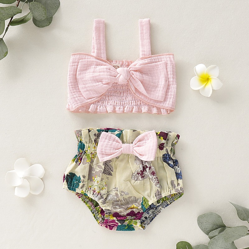 

lovely Sweet Print Pink Girl Two-piece Shorts Set