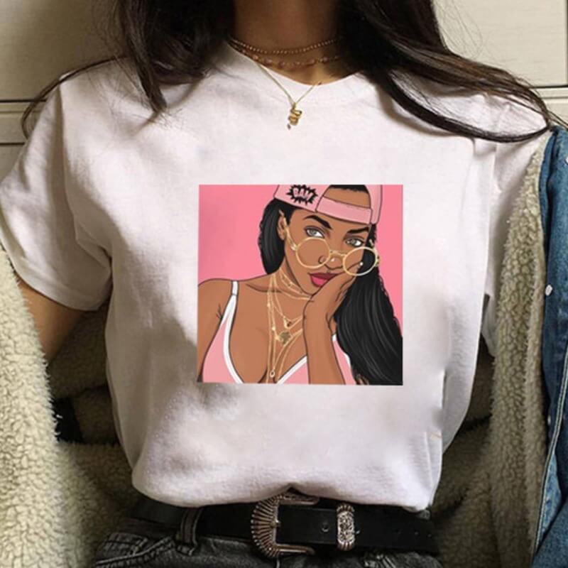 

Lovely Casual O Neck Print Light Pink T-shirt