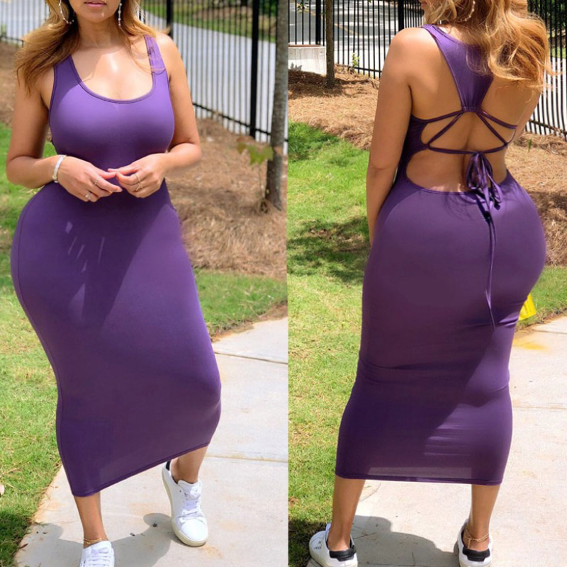 Lovely Stylish Tie-dye Purple Ankle Length Plus Size Dress