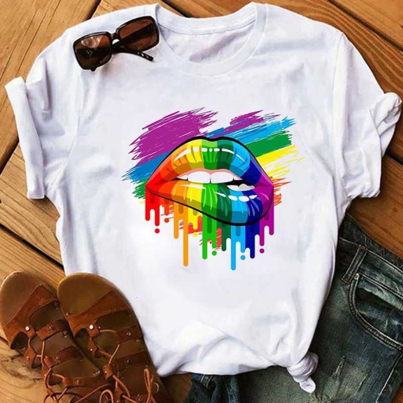 

lovely Casual O Neck Lip Print White T-shirt, Green