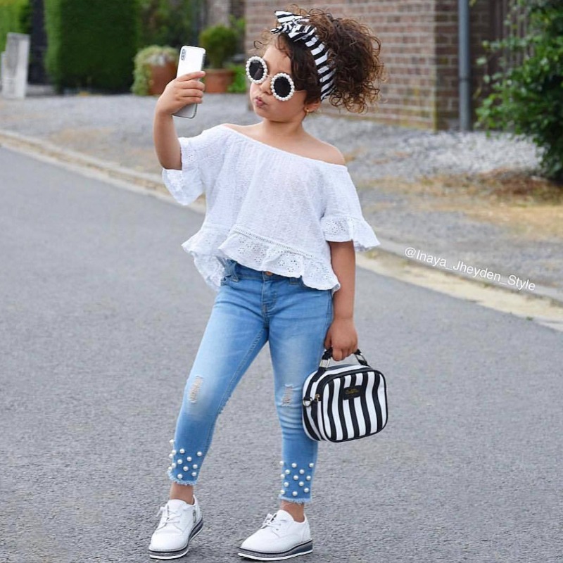 

lovely Casual Off The Shoulder White Girl Two-piece Pants Set